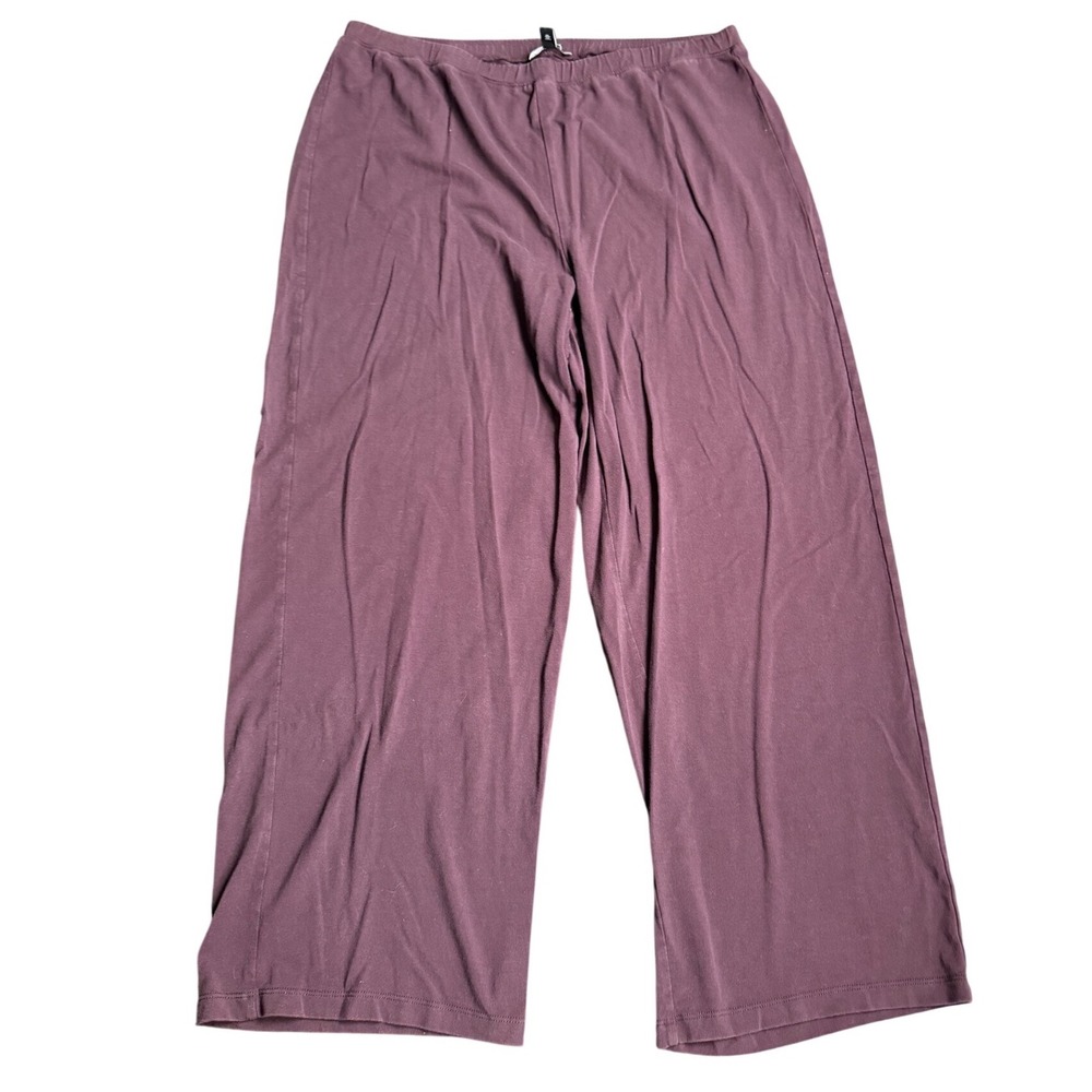 Eileen Fisher Purple Tencel Lyocell Wide Leg Pants Medium Relaxed Elastic Waist